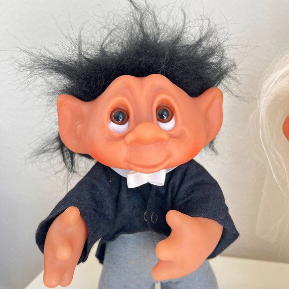 Troll Bride and Groom WEDDING COUPLE Troll Dolls 604 Thomas Dam Denmark 8-11” - Picture 7 of 16